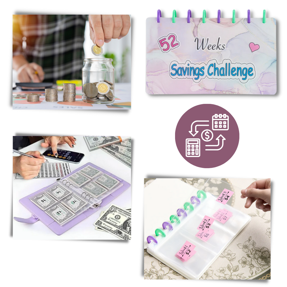 Raccoglitore di risparmio completo per 52 settimane - Ozerty