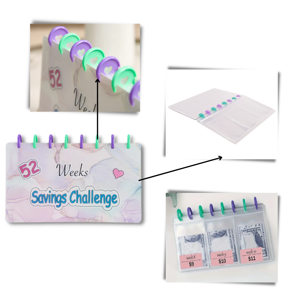 Raccoglitore di risparmio completo per 52 settimane - Ozerty