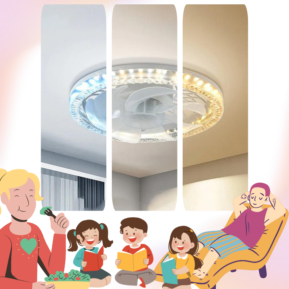 Ventilatore da soffitto estetico con luce e telecomando - Ozerty