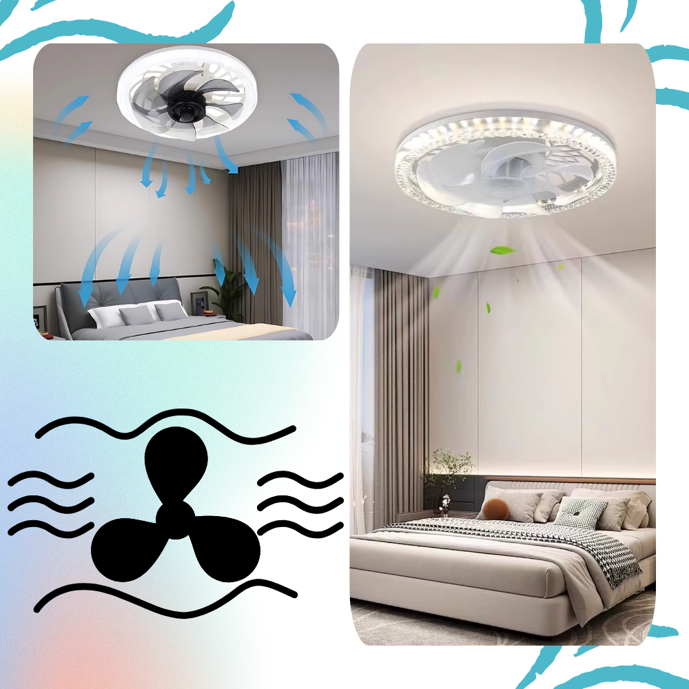 Ventilatore da soffitto estetico con luce e telecomando - Ozerty
