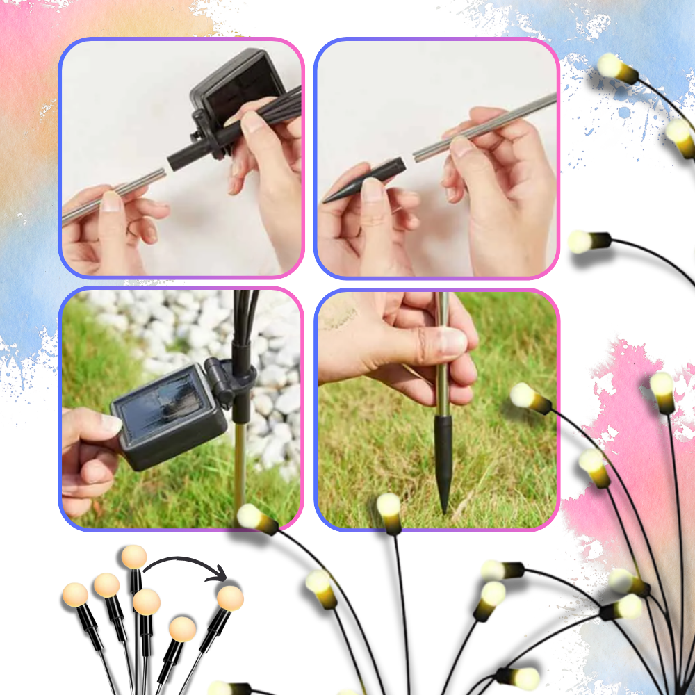 Luci Solari LED da Esterno Impermeabili Automatiche - Ozerty, Luci elettriche del giardino a fuoco d'artificio - Ozerty