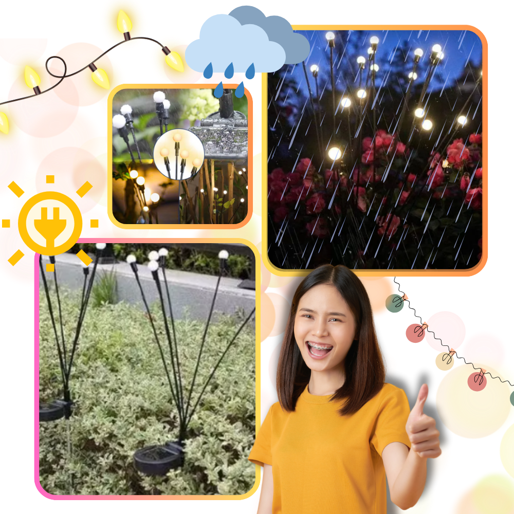 Luci Solari LED da Esterno Impermeabili Automatiche - Ozerty, Luci elettriche del giardino a fuoco d'artificio - Ozerty