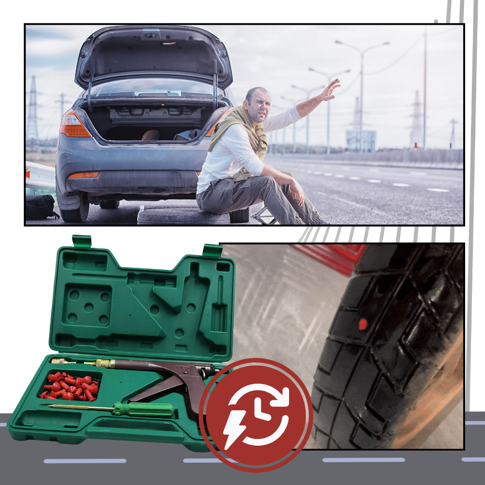 Kit Universale Automatico per la Riparazione di Forature degli Pneumatici - Ozerty