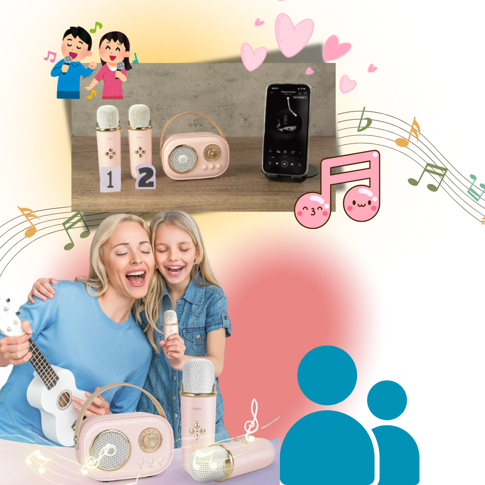Mini Karaoke Bluetooth a Doppio Microfono per Bambini - Ozerty