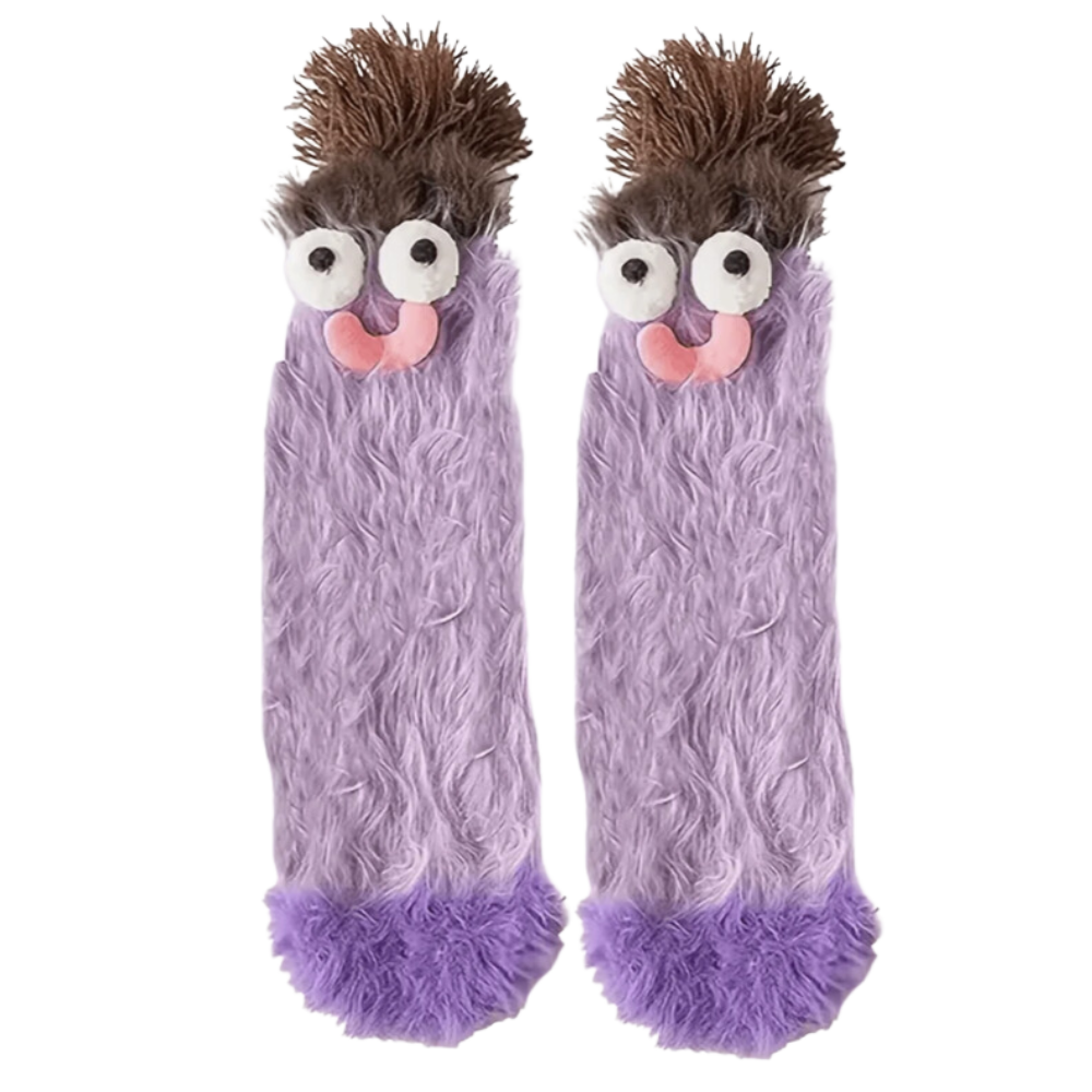 Calzini divertenti in velluto corallo -Viola - Ozerty