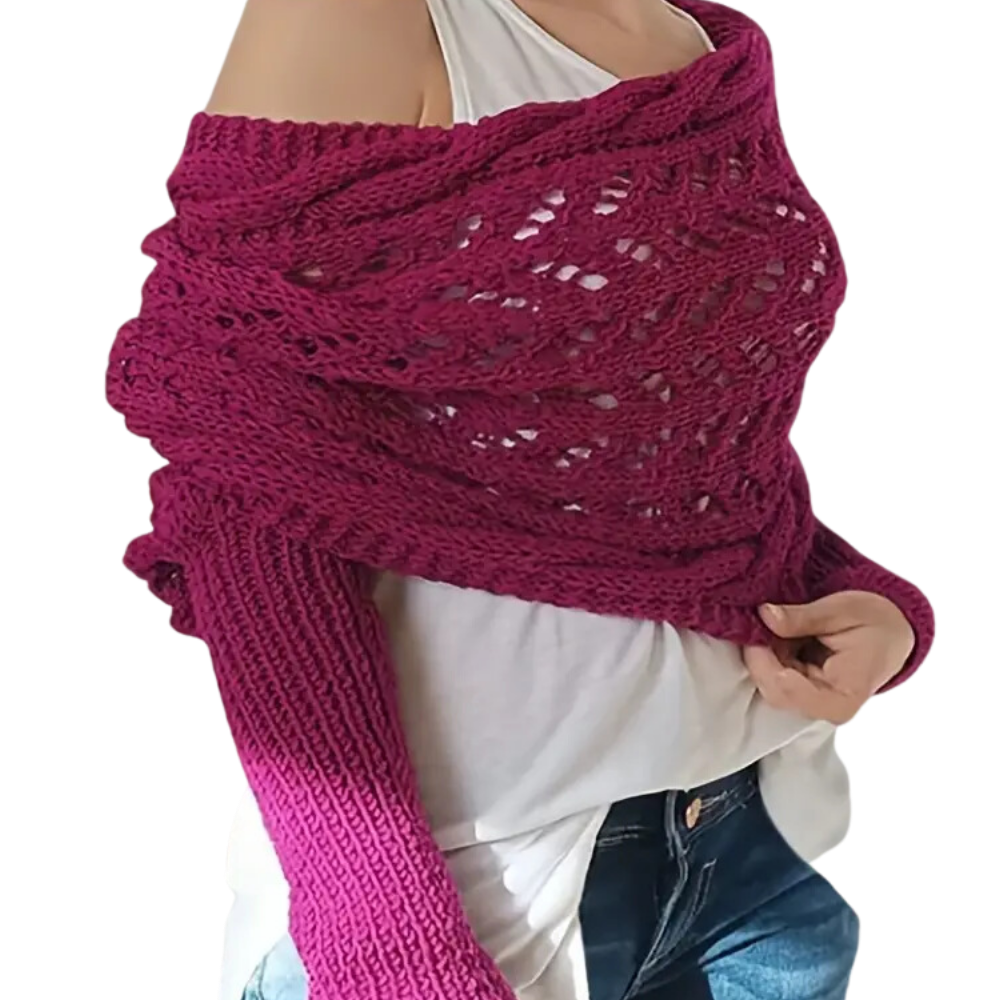 Accogliente Coprispalle Lavorato a Maglia -Rosso rosa - Ozerty