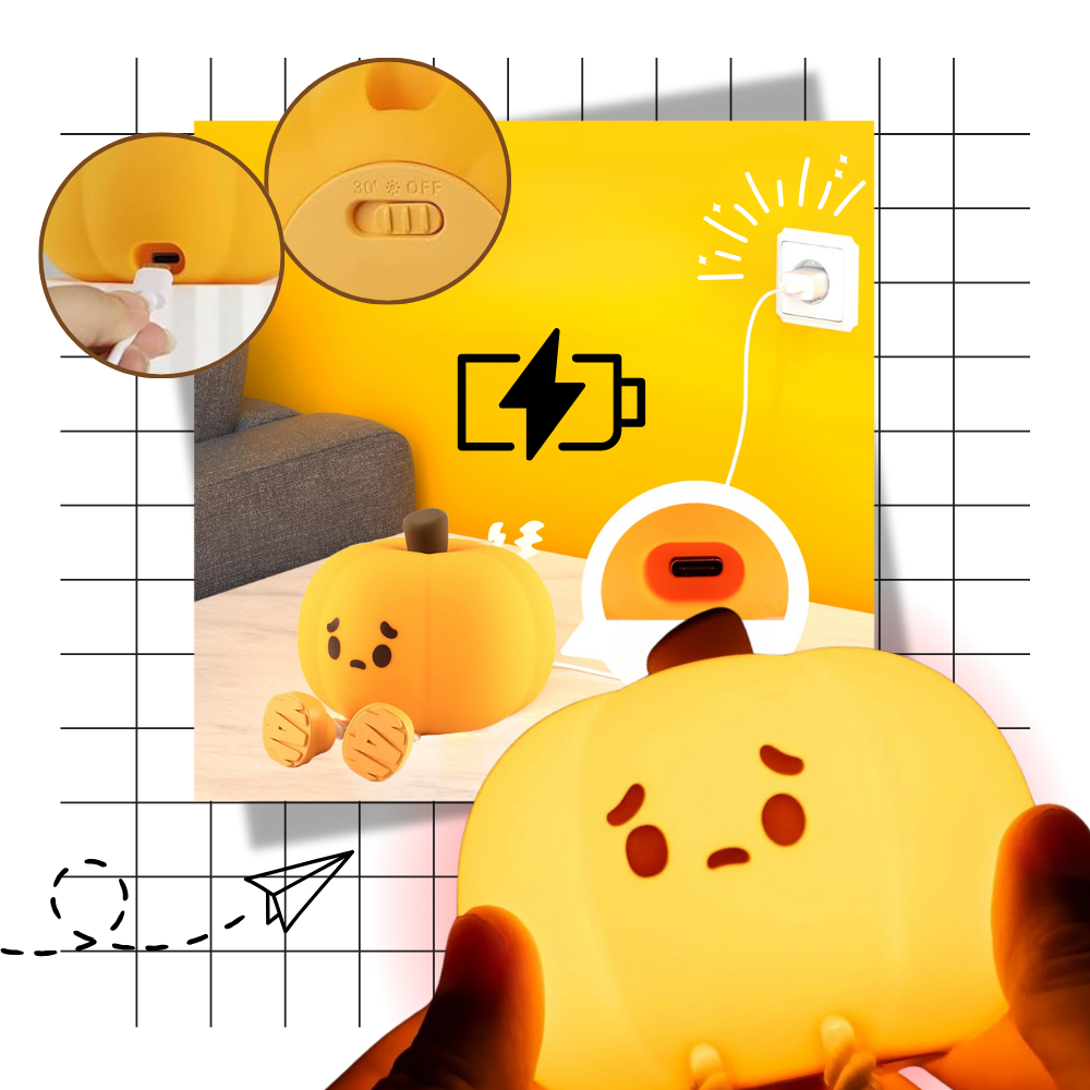 Deliziosa Lampada Notturna a Forma di Zucca Triste - Ozerty