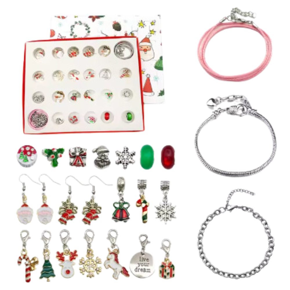 Calendario dell'Avvento 24 Giorni con Gioielli Fai-da-Te -Rosa - Ozerty