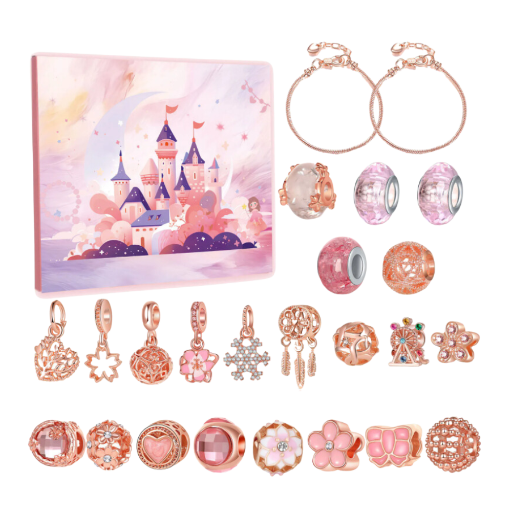 Calendario dell'Avvento 24 Giorni con Gioielli Fai-da-Te -Castello Rosa - Ozerty