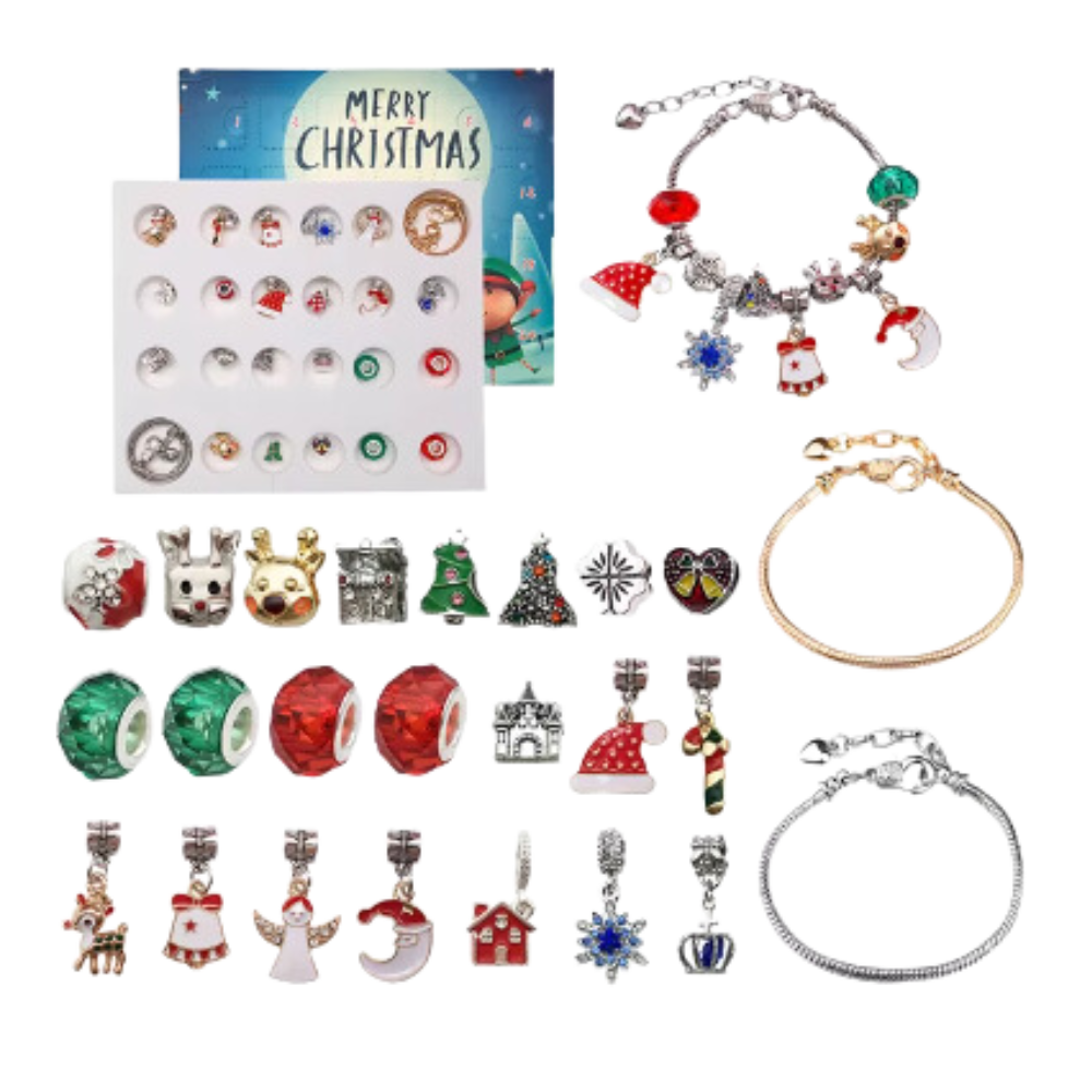 Calendario dell'Avvento 24 Giorni con Gioielli Fai-da-Te -Rosso - Ozerty