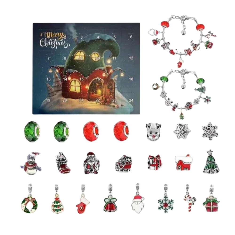 Calendario dell'Avvento 24 Giorni con Gioielli Fai-da-Te -Casa dei Puffi - Ozerty