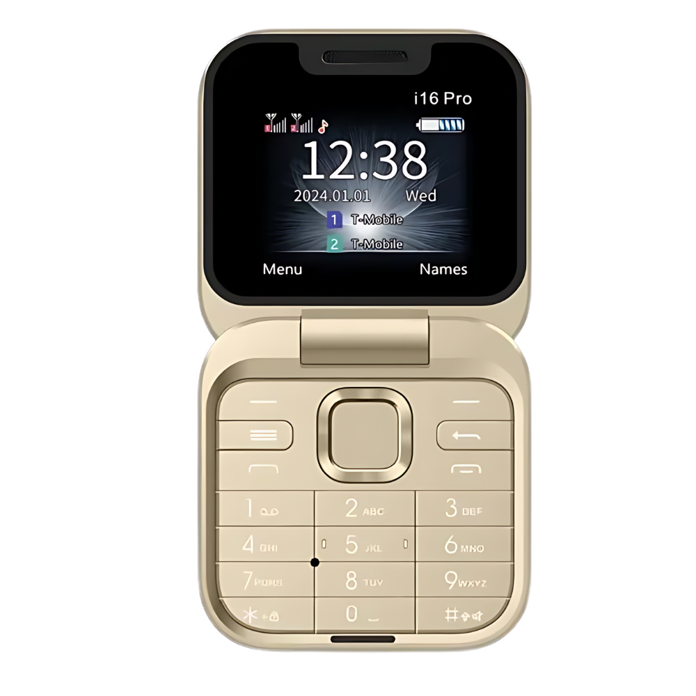 Telefono cellulare pieghevole Dual Sim piccolo -I16 Pro/Oro - Ozerty
