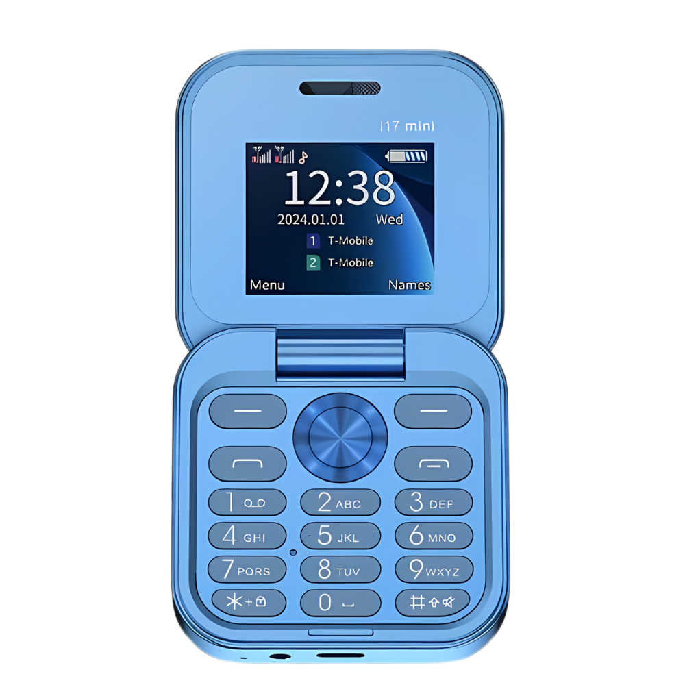 Telefono cellulare pieghevole Dual Sim piccolo -I17 Pro/Blu - Ozerty
