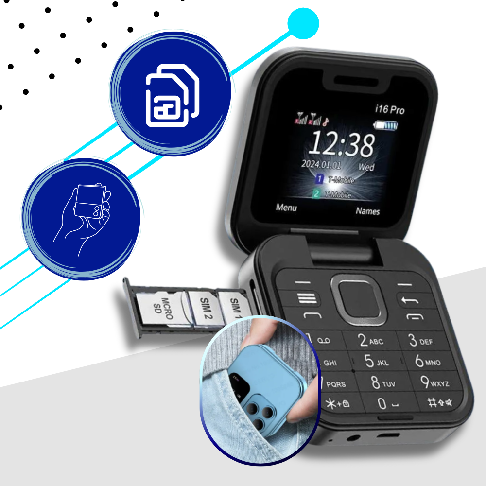 Telefono cellulare pieghevole Dual Sim piccolo - Ozerty