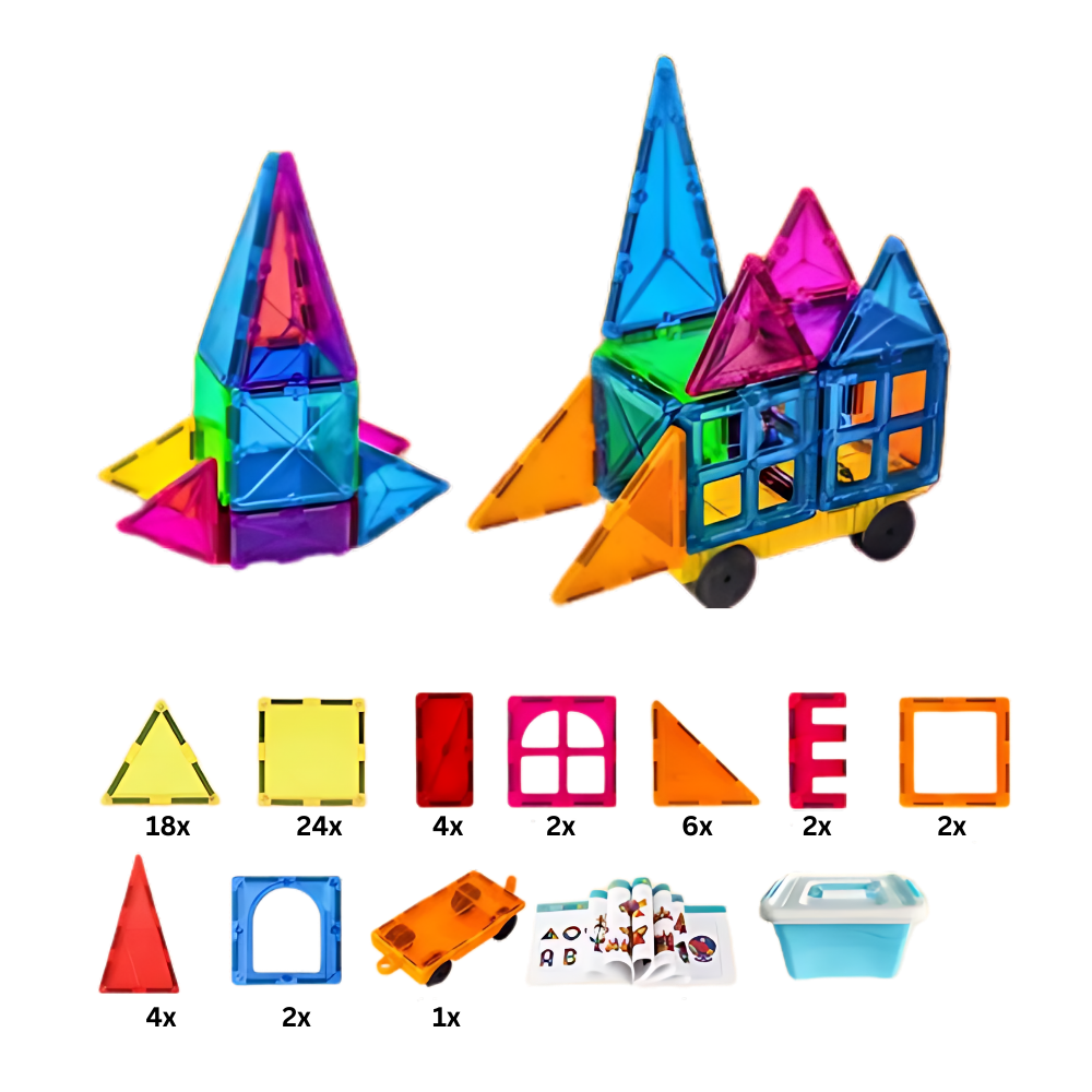 Blocchi da costruzione magnetici educativi -60 pezzi con scatola - Ozerty