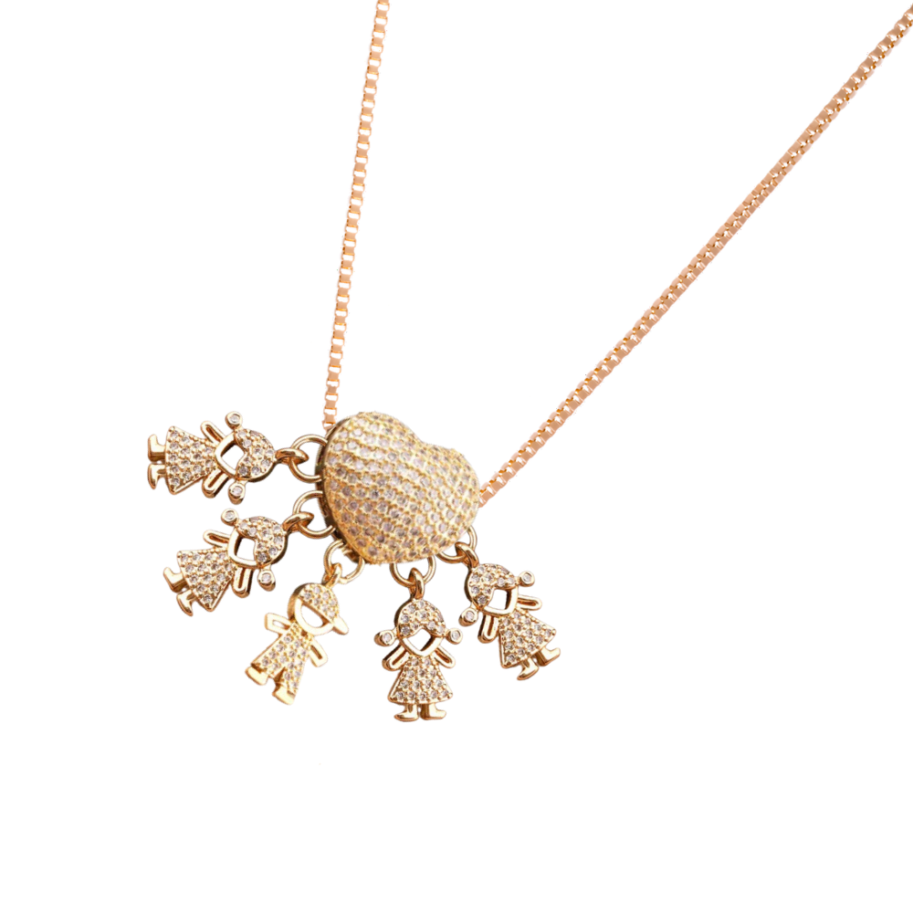 Elegante collana con charm per la mamma -1 Ragazzo 4 Ragazze - Ozerty