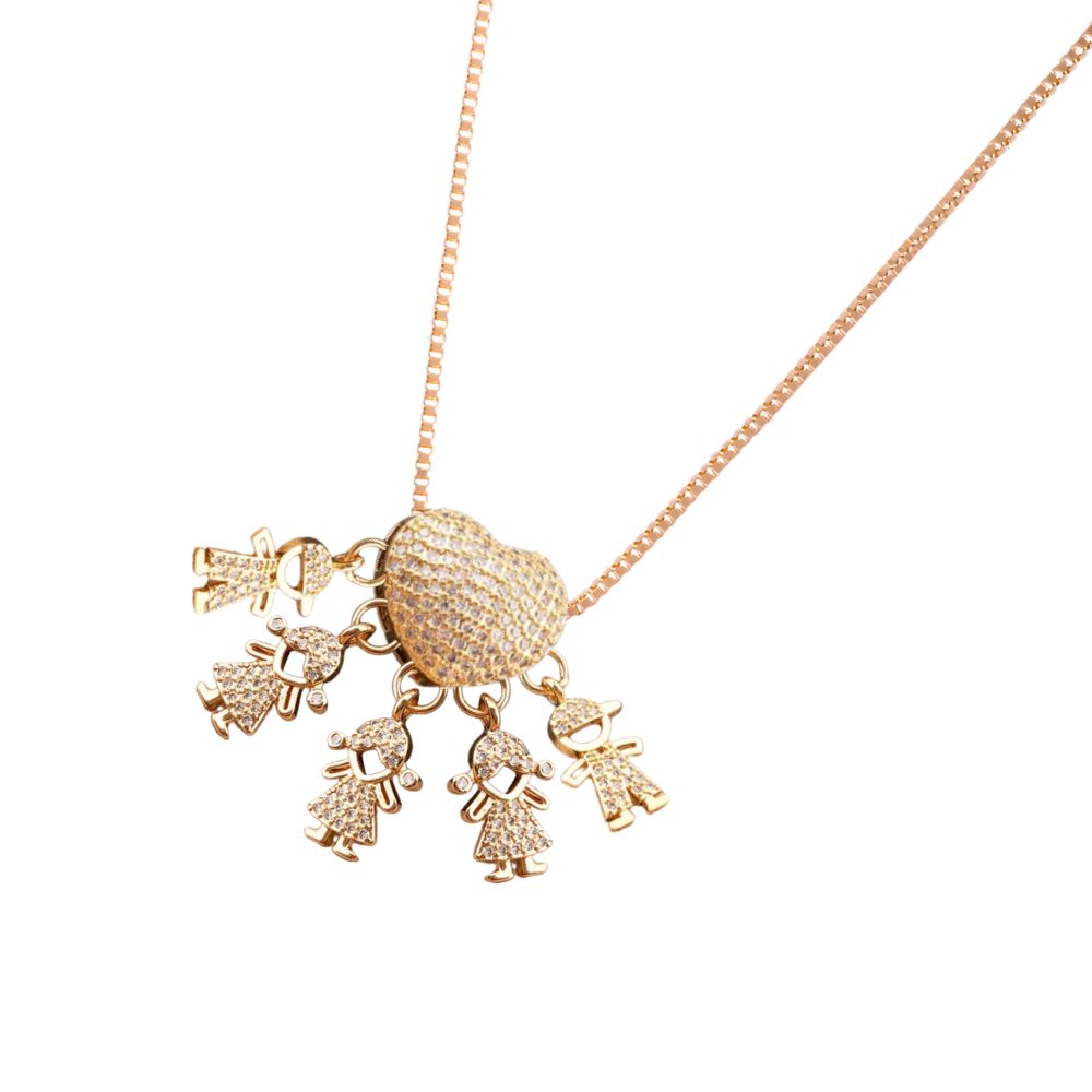 Elegante collana con charm per la mamma -2 Ragazzi 3 Ragazze - Ozerty