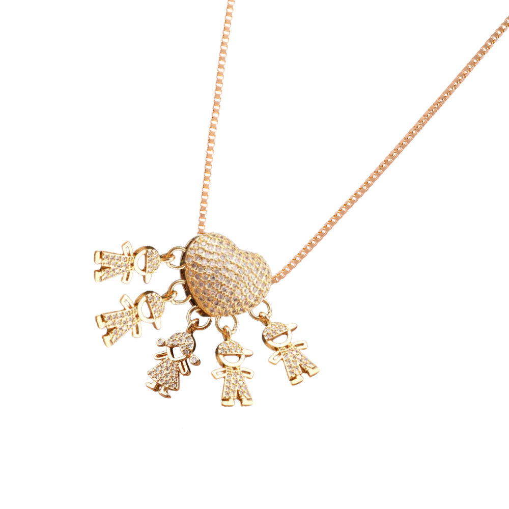 Elegante collana con charm per la mamma -1 Ragazza 4 Ragazzi - Ozerty