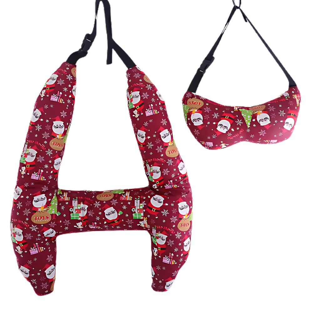 Cuscino da Viaggio per Collo con Supporto Ergonomico -Natale rosso - Ozerty