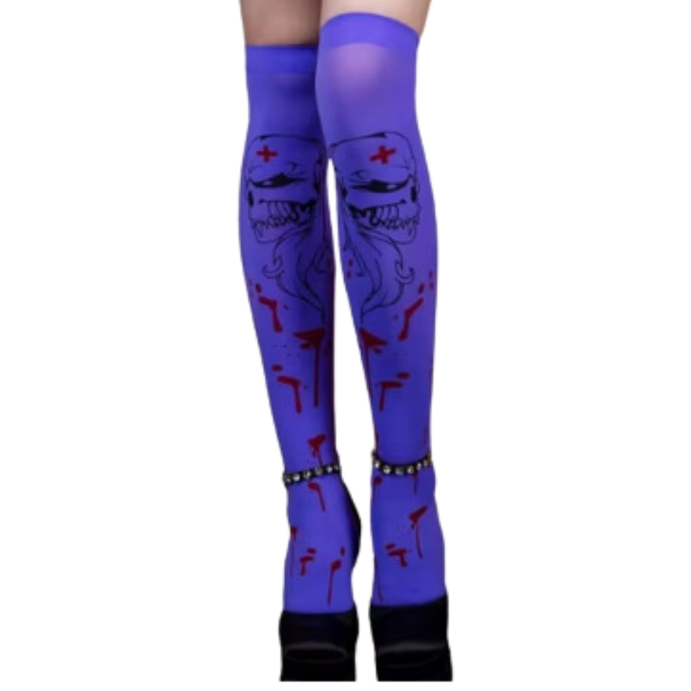 Calze Compressori con Design Festivi per Halloween -Veleno viola - Ozerty