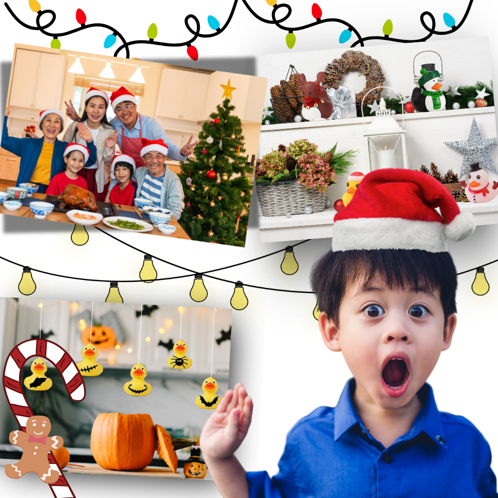 Calendario delle anatre dell'Avvento per Halloween e Natale - Ozerty