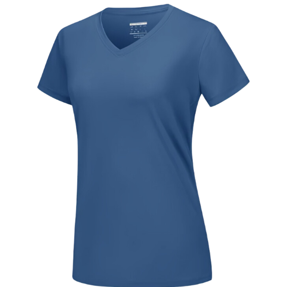 Maglia con scollo a V a raffreddamento istantaneo da donna -Blu grigio - Ozerty