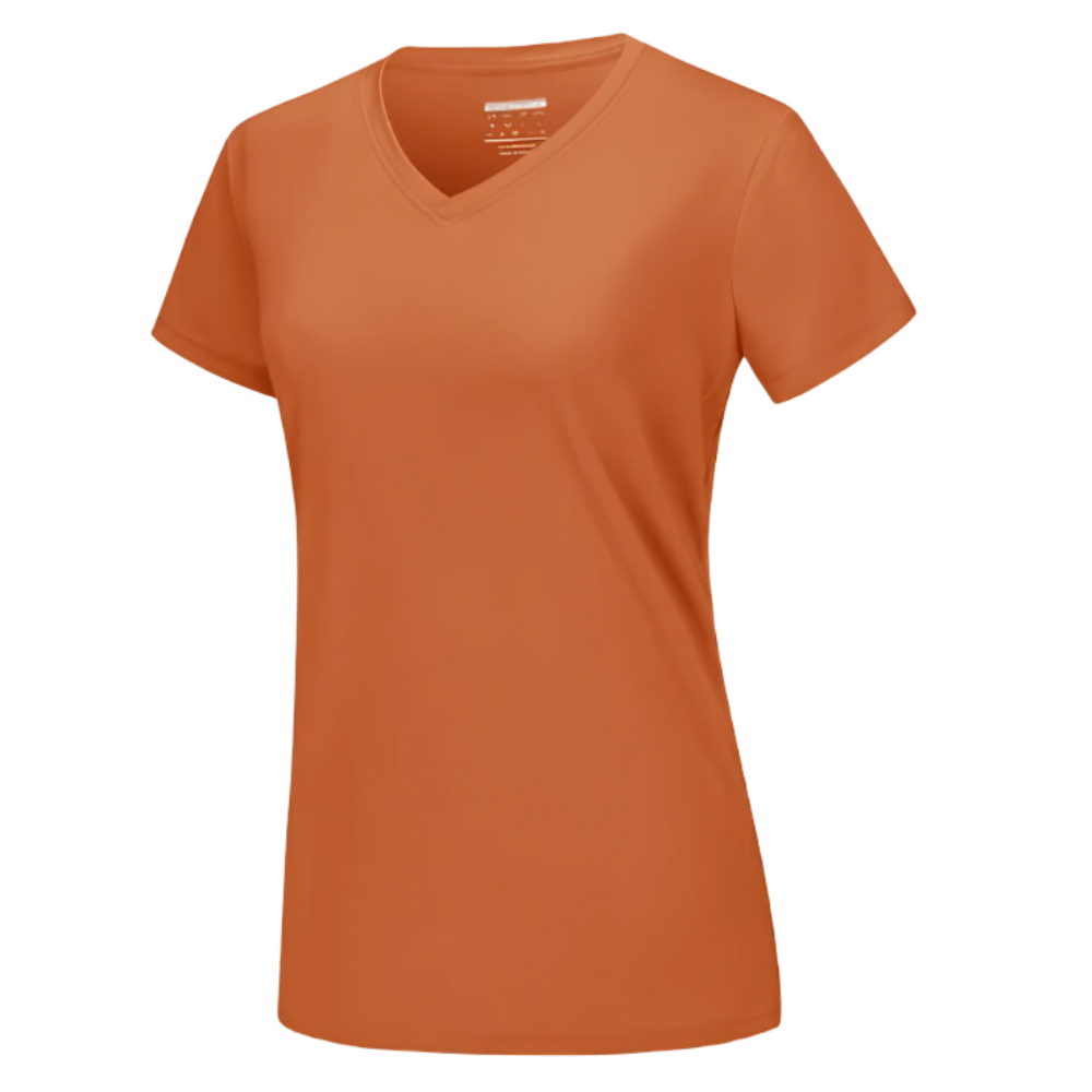 Maglia con scollo a V a raffreddamento istantaneo da donna -Arancione scuro - Ozerty