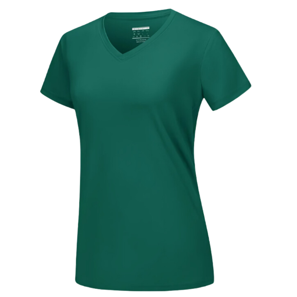 Maglia con scollo a V a raffreddamento istantaneo da donna -Verde smeraldo - Ozerty