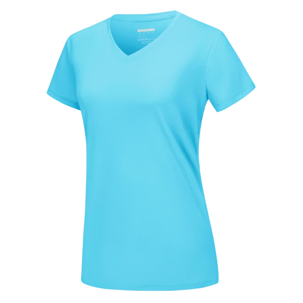 Maglia con scollo a V a raffreddamento istantaneo da donna -Blu ghiaccio - Ozerty