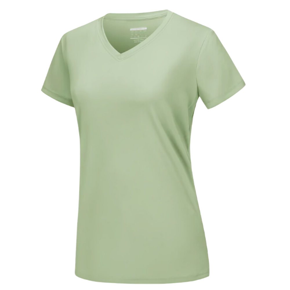 Maglia con scollo a V a raffreddamento istantaneo da donna -Verde chiaro - Ozerty