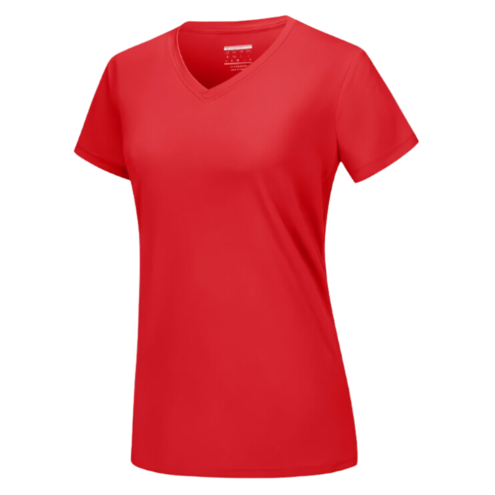 Maglia con scollo a V a raffreddamento istantaneo da donna -Rosso pomodoro - Ozerty