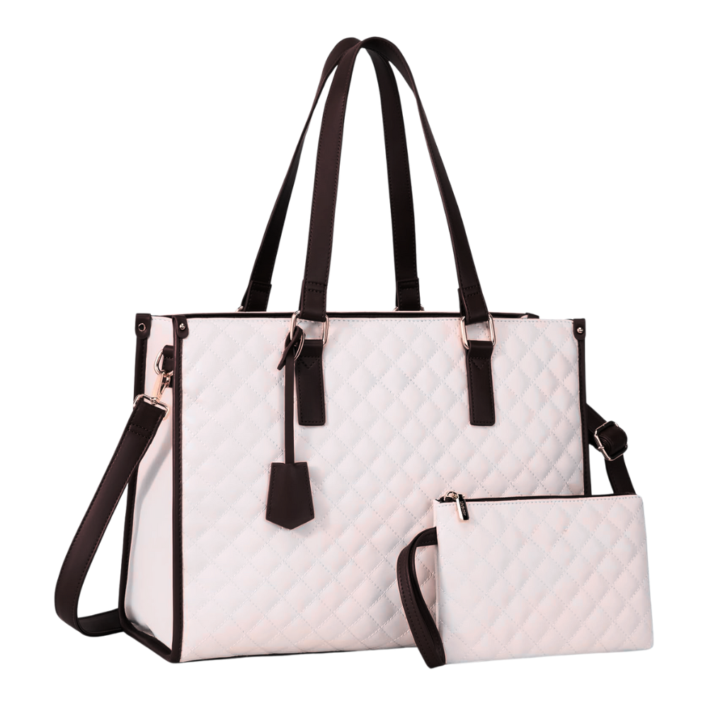 Borsa Tote bag con scomparto isolato -Bianco con maniglie nere - Ozerty