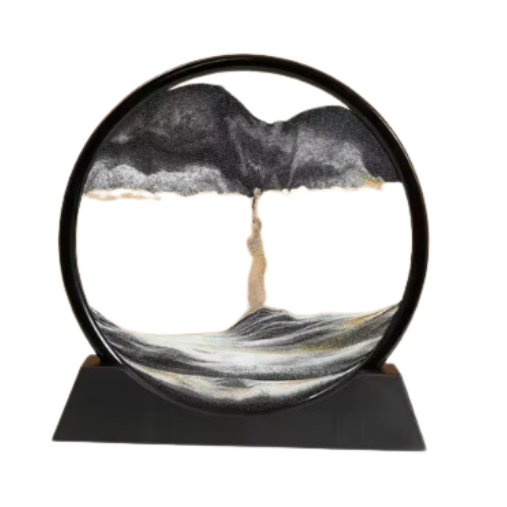 Quadro Ipnotico di Sabbia in Movimento -Nero con cornice nera/25 x 26 cm Nero con cornice nera/18 x 19 cm - Ozerty