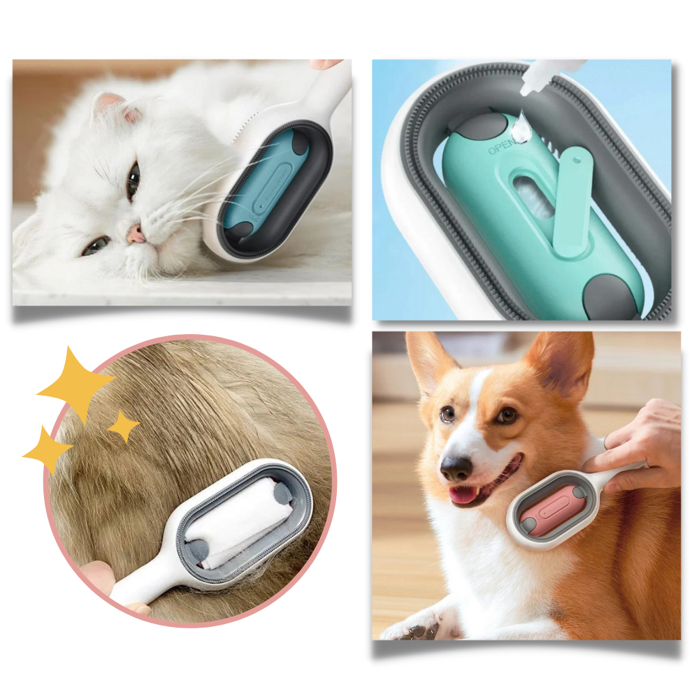 Pettine da toelettatura per animali domestici con serbatoio dell'acqua - Ozerty