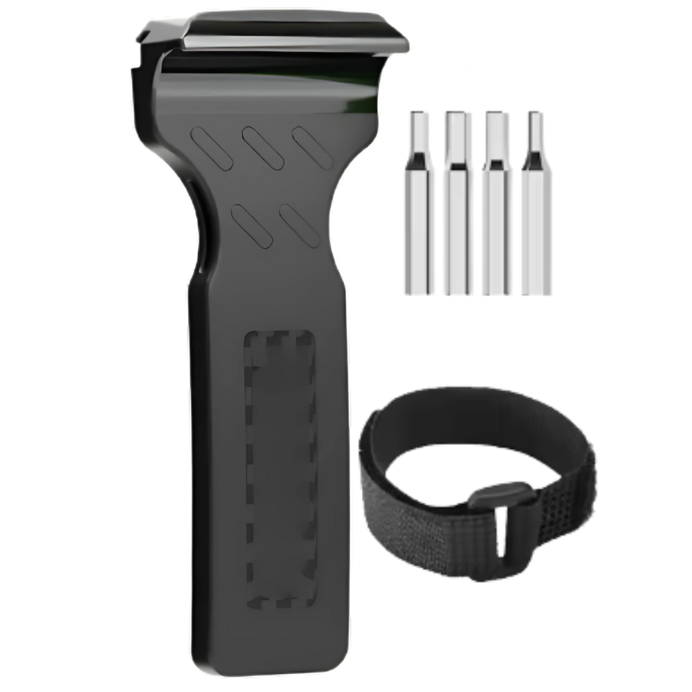 Strumento portatile per copertoni di biciclette -Nero + 4 bit e velcro - Ozerty