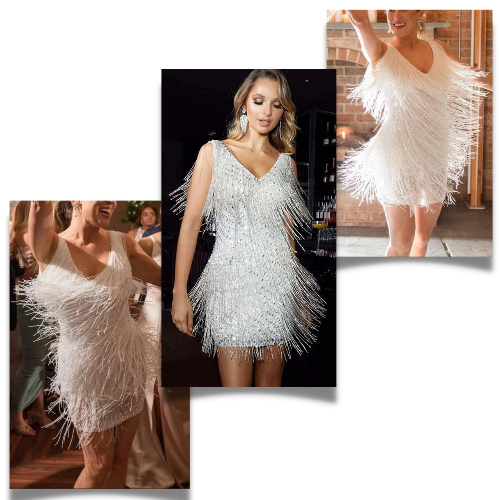 Vestito slip con scollo a V in paillettes - Ozerty