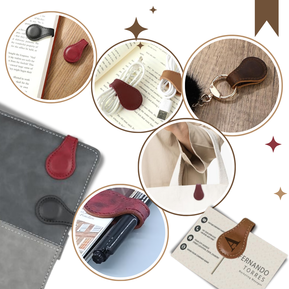 Elegante segnalibro personalizzato in pelle magnetica - Ozerty