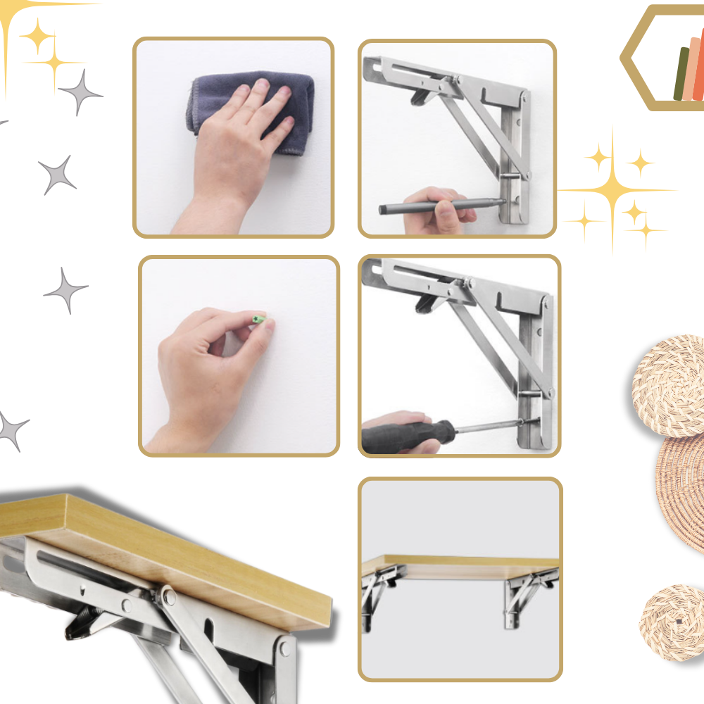 Eleganti staffe pieghevoli a muro per ripiani - Ozerty