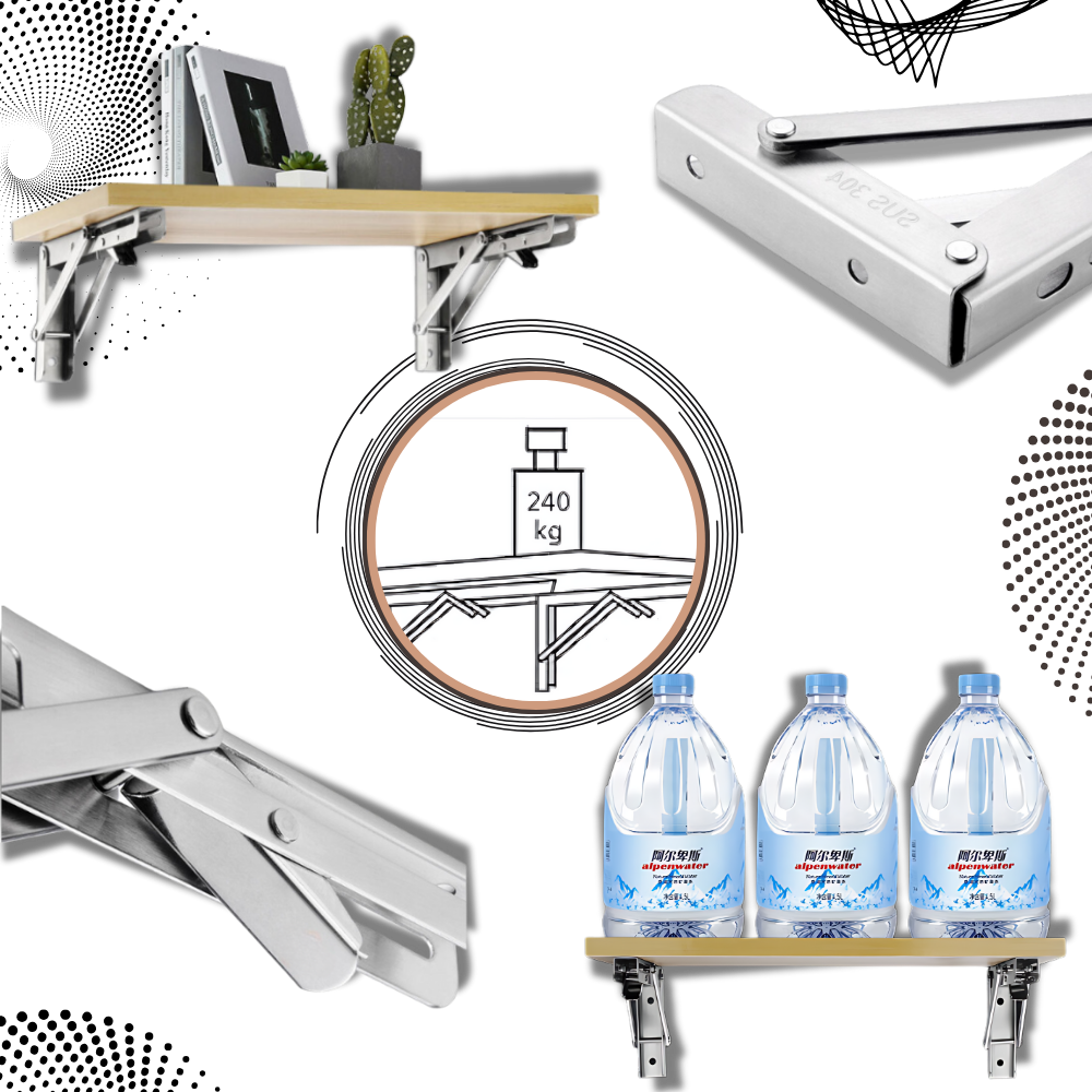 Eleganti staffe pieghevoli a muro per ripiani - Ozerty