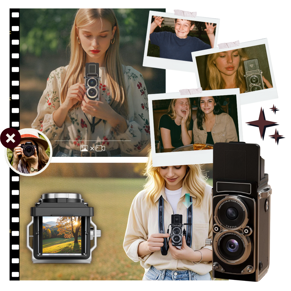 Fotocamera Reflex a Doppio Obiettivo Senza Tempo - Ozerty