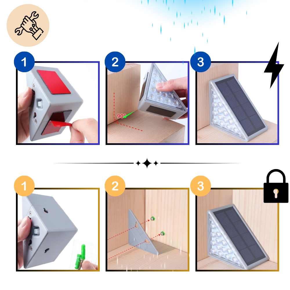 Luci solari impermeabili per gradini - Ozerty