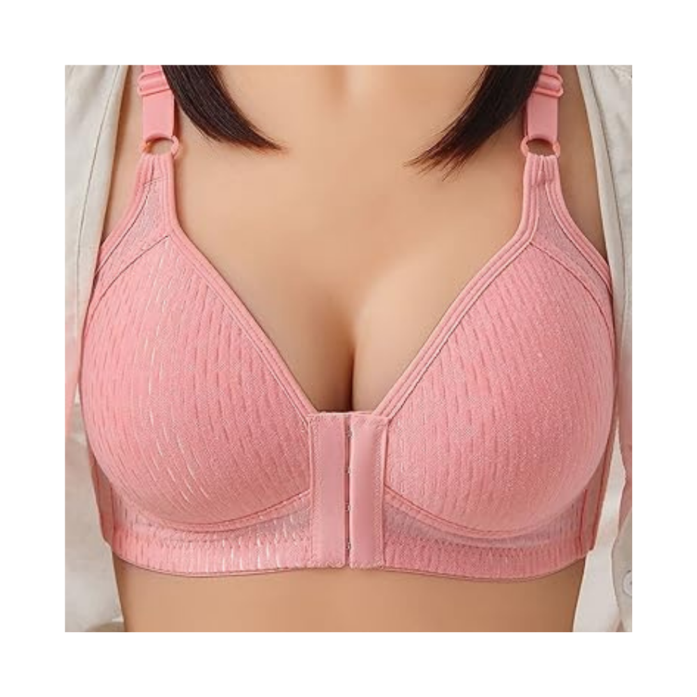 Reggiseno push up senza fili per taglie forti -Cotone piqué Rosa - Ozerty