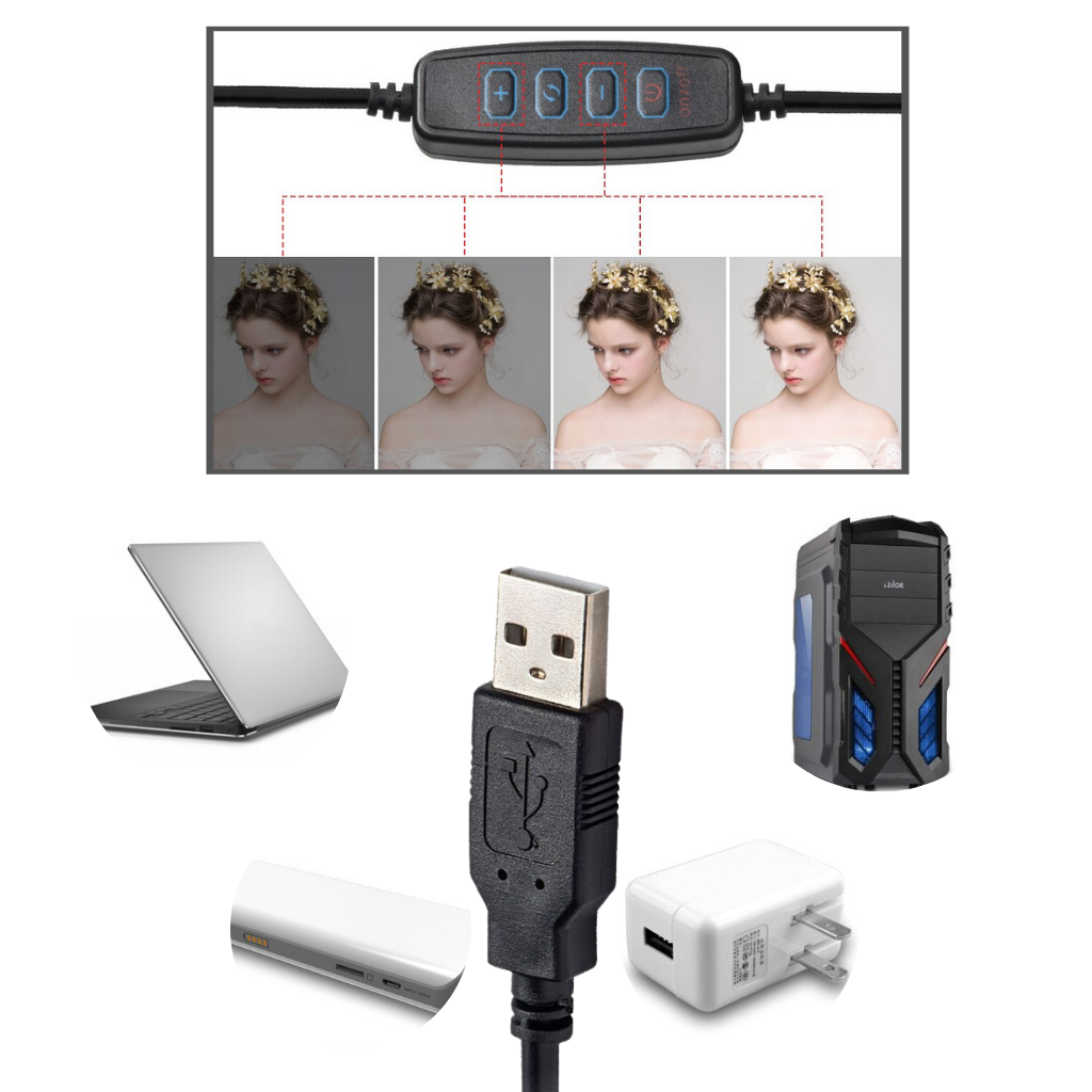 Luce ad anello a LED da 16 cm con supporto - Ozerty