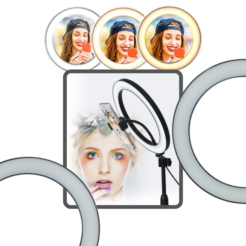 Luce ad anello a LED da 16 cm con supporto - Ozerty