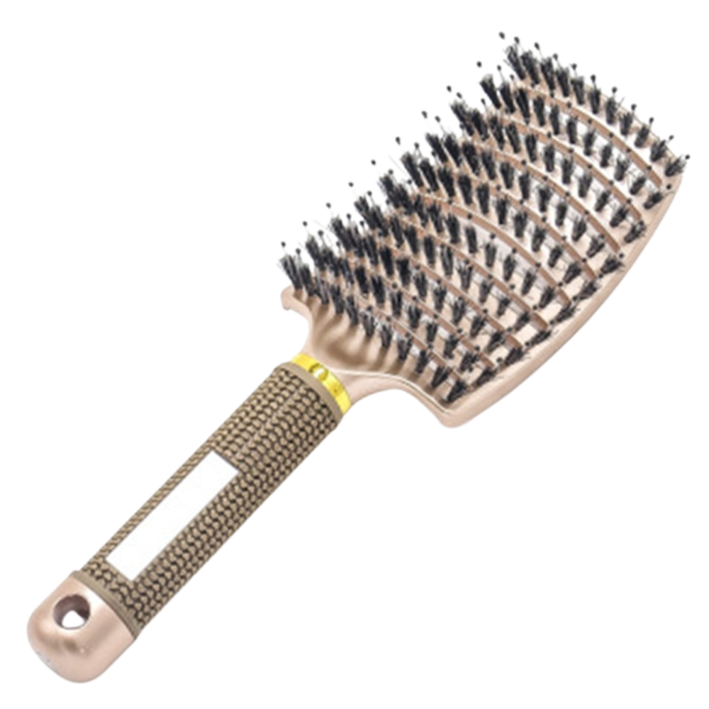 Boar bristle massaging hairbrush
