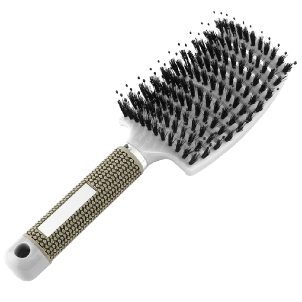 Boar bristle massaging hairbrush