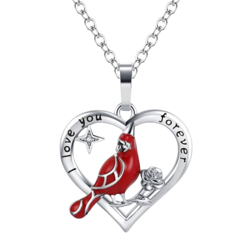 Cardinal heart pendant necklace
