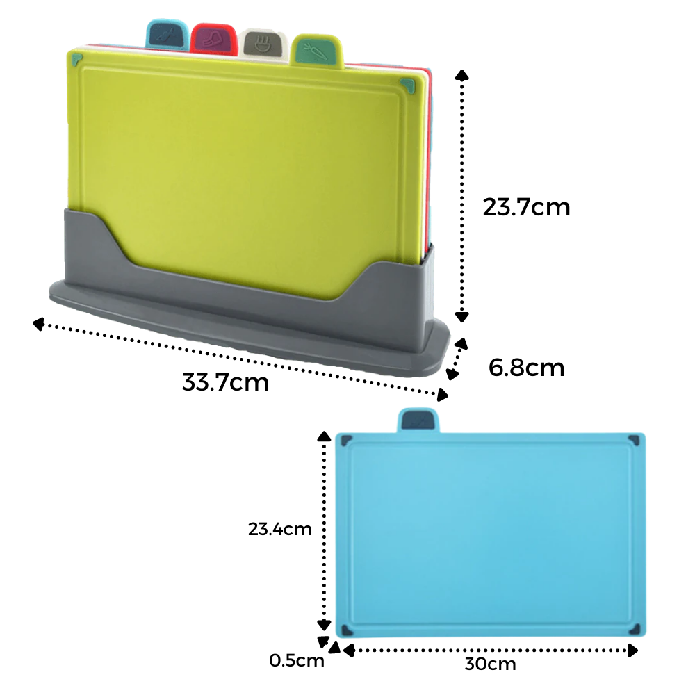 Set di taglieri 4 pezzi con supporto - Ozerty