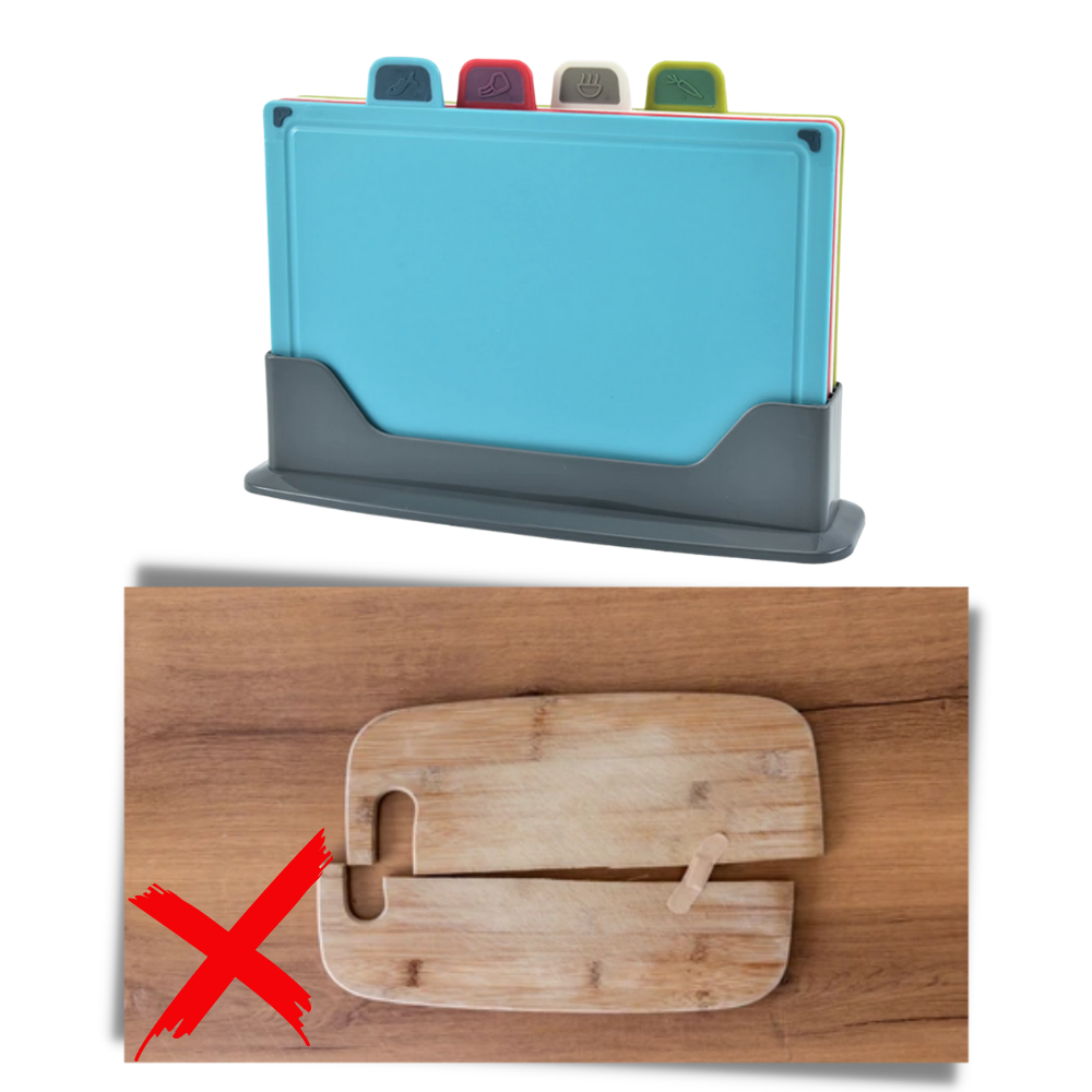 Set di taglieri 4 pezzi con supporto - Ozerty