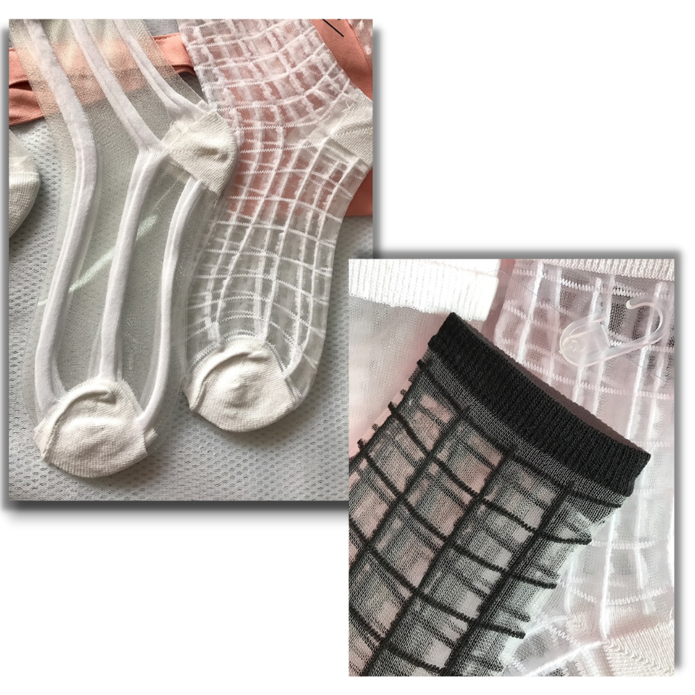 (10 paia) Calzini trasparenti alla moda per donne - Ozerty